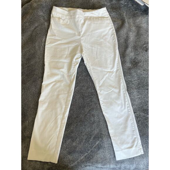 Chico's Brigitte Slimming White Stretchy Straight Leg Slit Ankle Jean Pants 8 1R - Picture 2 of 9